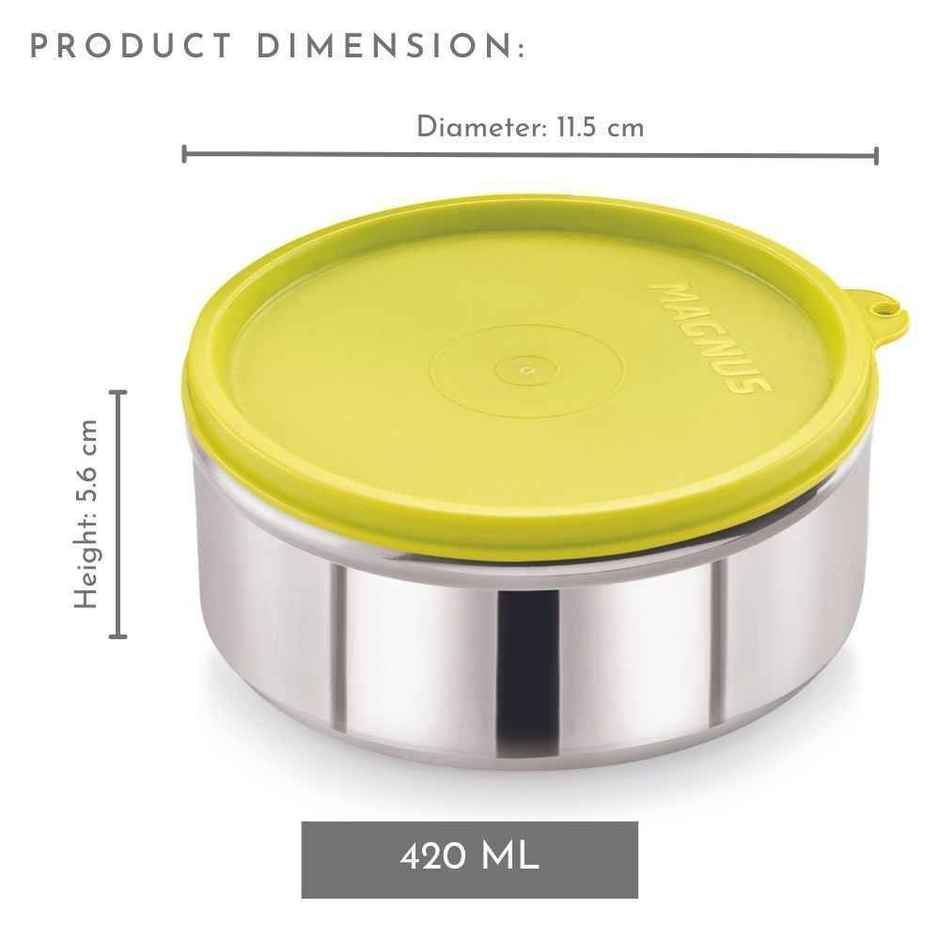 Magnus Stainless Steel Easy Lock Container - 400Ml | Leak-Proof Airtight & Bpa Free