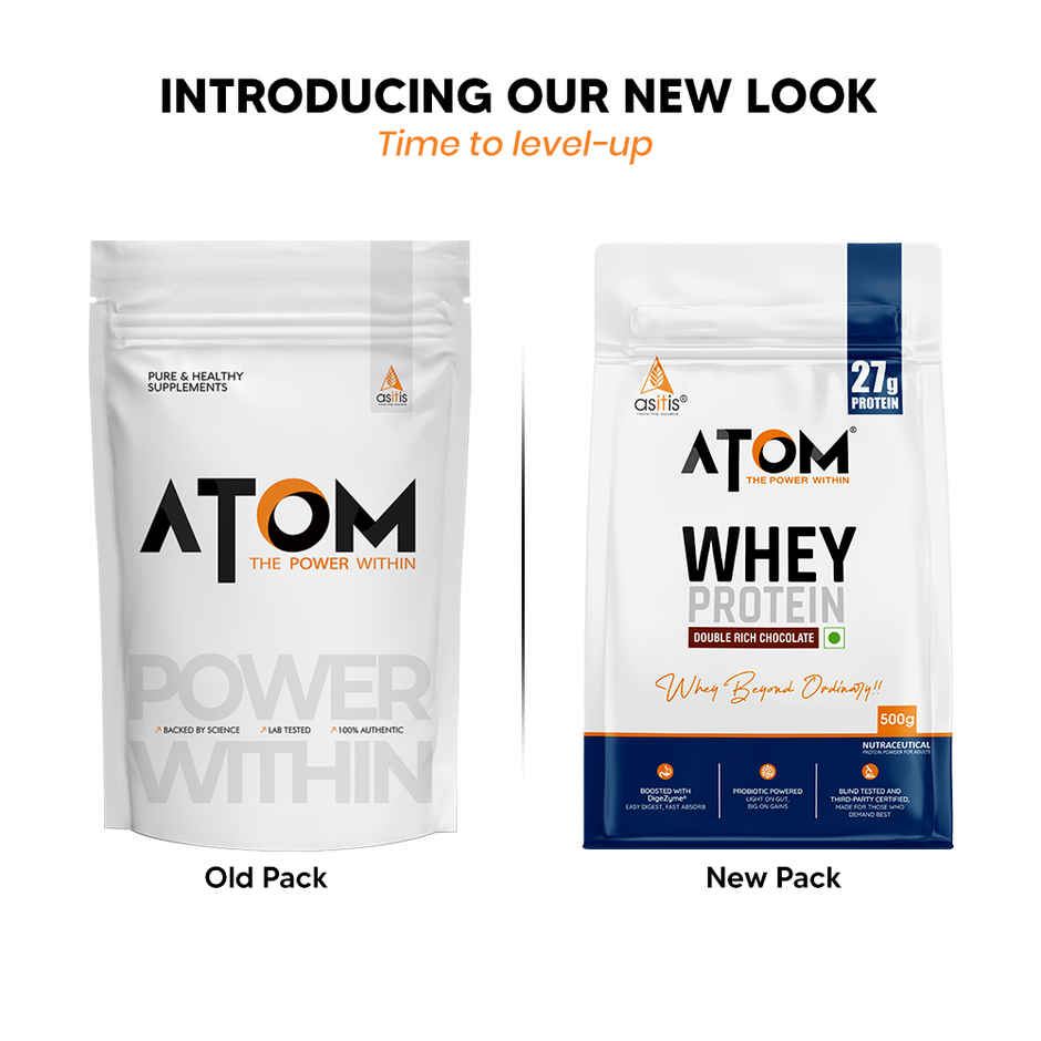 AS-IT-IS Nutrition ATOM Whey Protein with DigeZyme 500g | Double Rich Chocolate