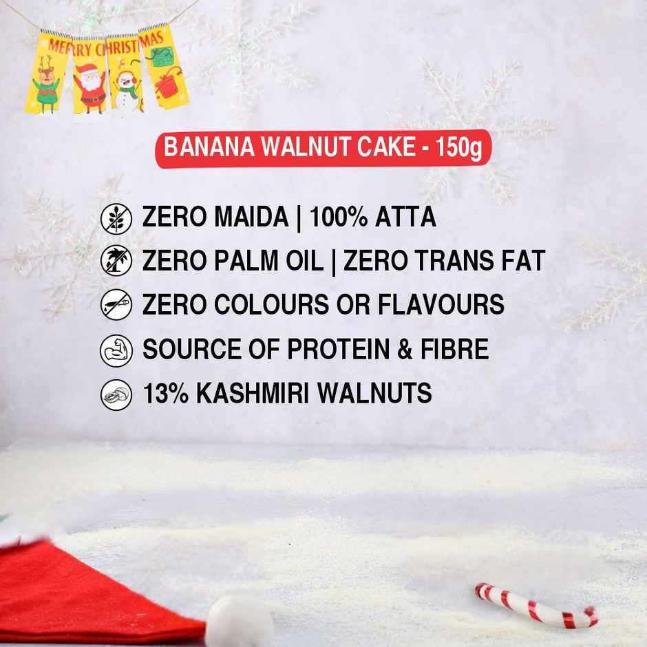 The Baker'S Dozen Wholewheat Banana Walnut Cake (150g) & The Baker'S Dozen Zero Maida Butter Garlic Toast Baked Snack No Palm Oil No Preservatives 100% Wholewheat (90g) Combo