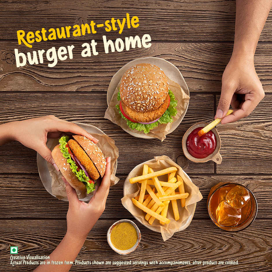 Mccain Veggie Burger Patty | Ready To Cook (360g) & Mccain Fries Fun Pack (90g) Combo