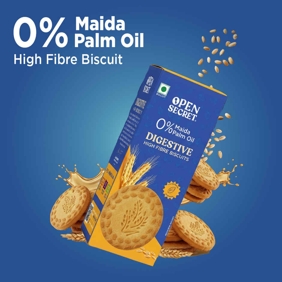 Open Secret Healthy Digestive Biscuit | 0% Maida, 0% Palm Oil, High Fibre | Goodness of Atta