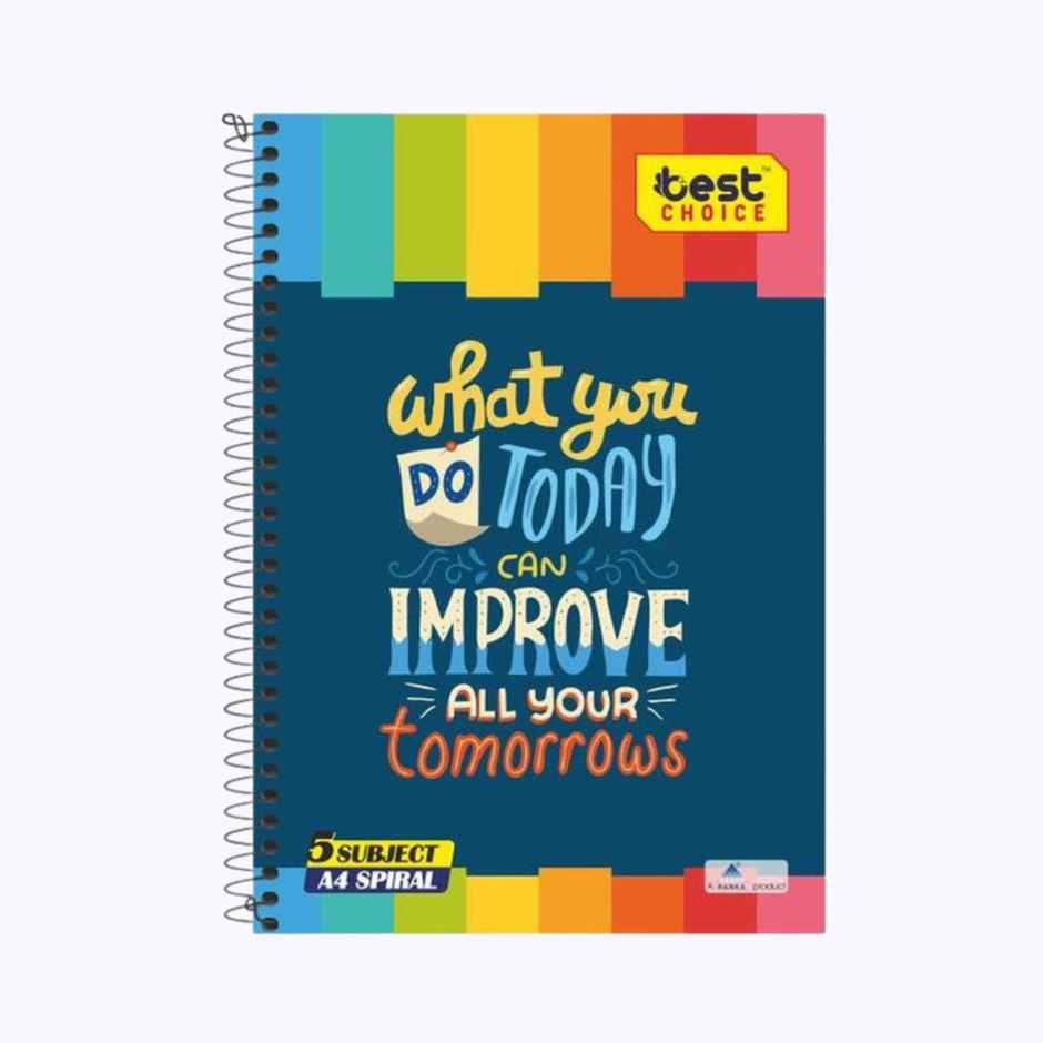 Ranka Spiral 5 Subject Single Line Notebook | 220 Pages | 21 x 29.7 cm | Assorted Designs