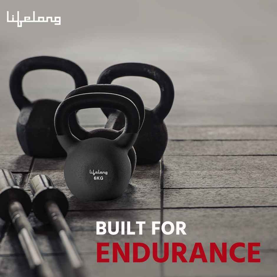 Lifelong Black Neoprene Cast Iron Kettlebells 06 Kg (Llnk01)