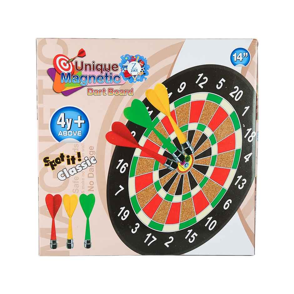 Zike Premium Wooden Dartboard Game Dart with 6 Magnetic Needle (14 inch)