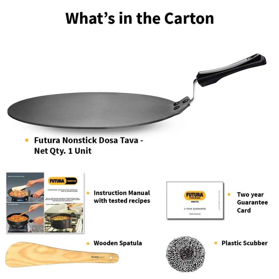 Hawkins Futura 33 Cm Dosa Tava Non Stick Dosa Tawa Big Dosa Tawa - Black