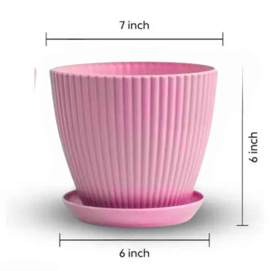 Nayra Plant Pots with Saucer Plastic Pink Color | Set of 5
