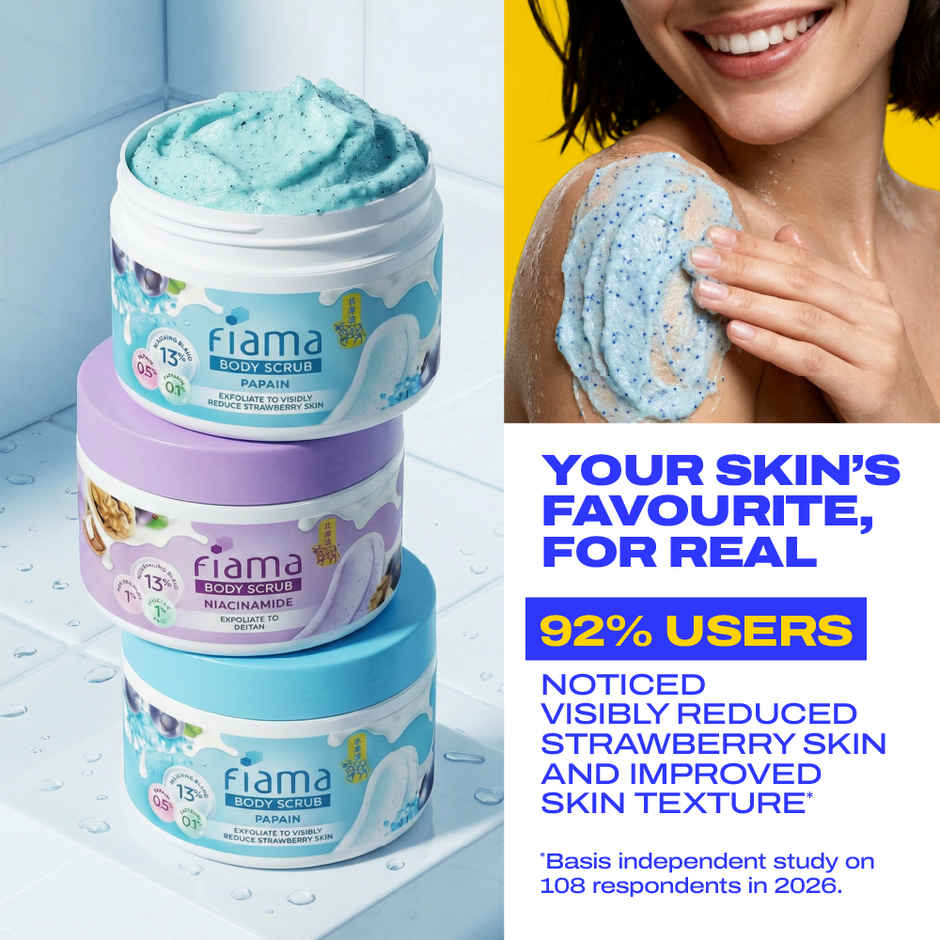Fiama Strawberry Skin Polishing Body Scrub, with Papain Enzyme For Polished Glow