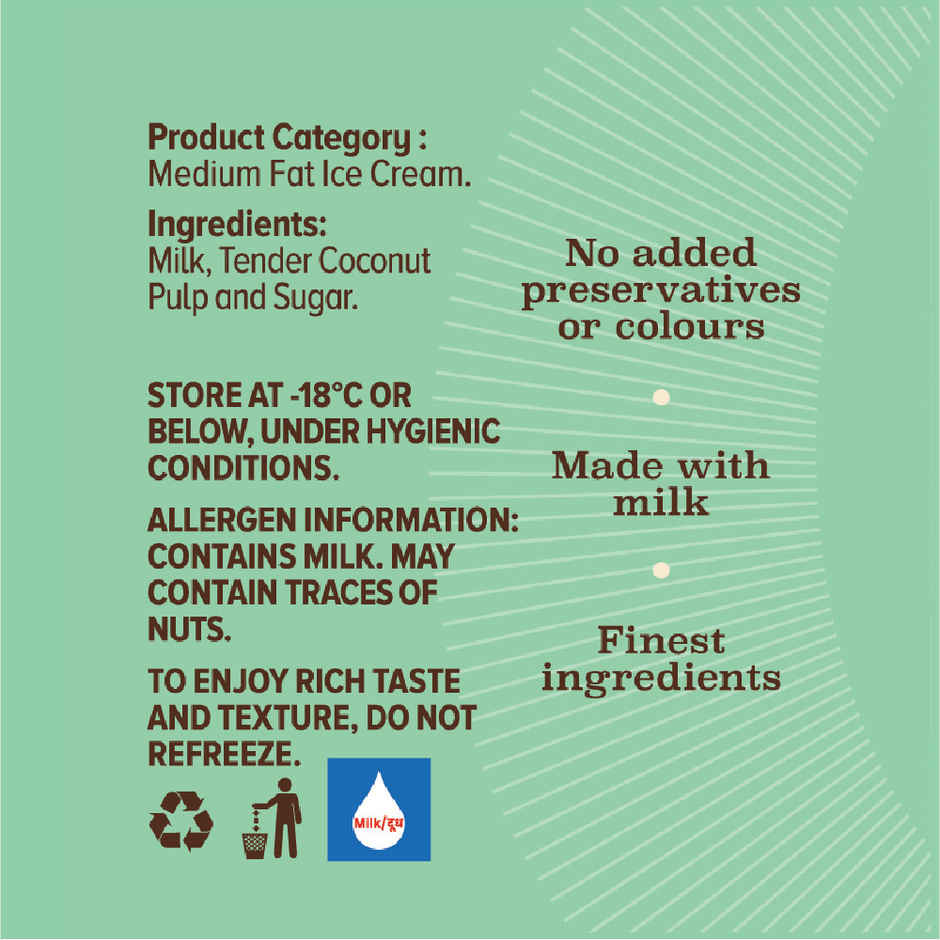 NIC Tender Coconut Ice Cream Tub | Preservative Free | No Artificial Flavors