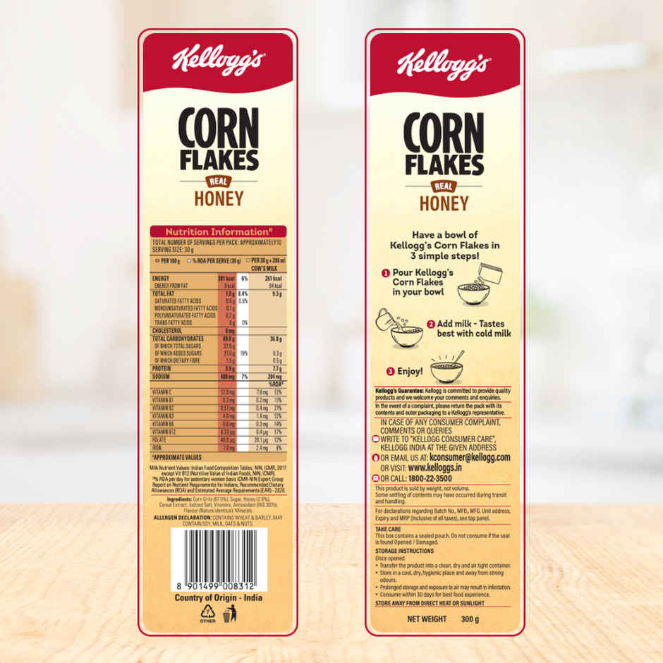 Kellogg's Corn Flakes Real Honey | Power Breakfast | 7 Vitamins