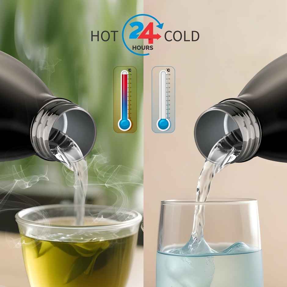 Flair Spark Vacuum Insulated Steel Water Bottle | 709 ml | Black