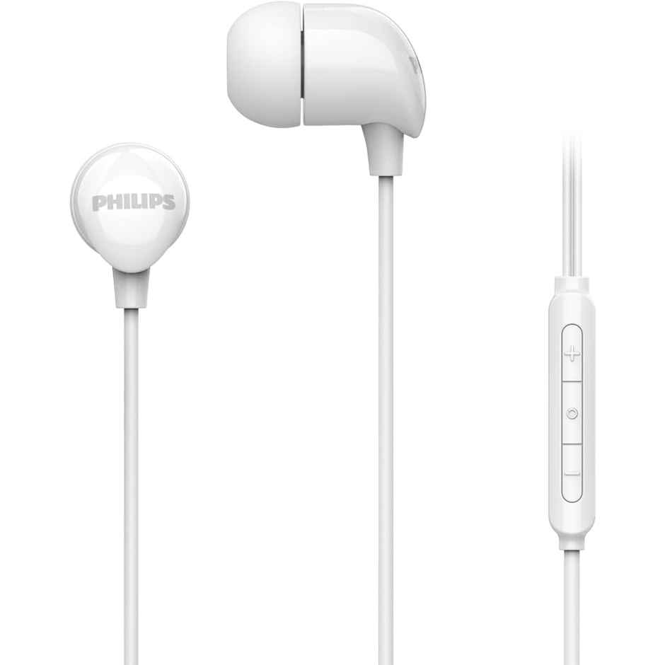 Philips TAE2146WT USB-C Wired Earphones | 10 mm Drivers | In-Line Mic | Deep Bass | White