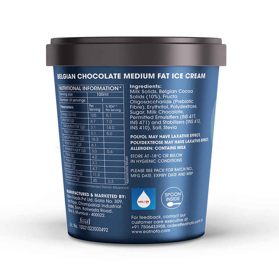 NOTO Belgian Chocolate Guilt Free Ice Cream Cup