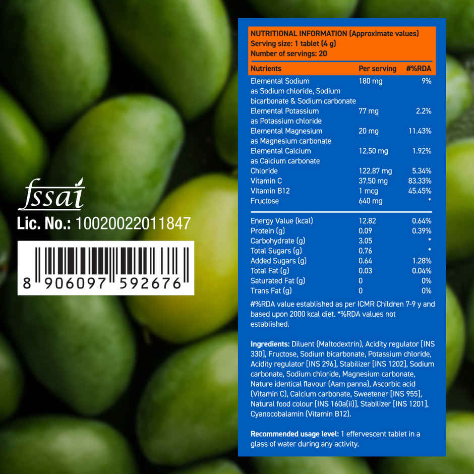 Fast&Up Reload Low Sugar Instant Hydration with 5 Essential Electrolytes | Aam Panna
