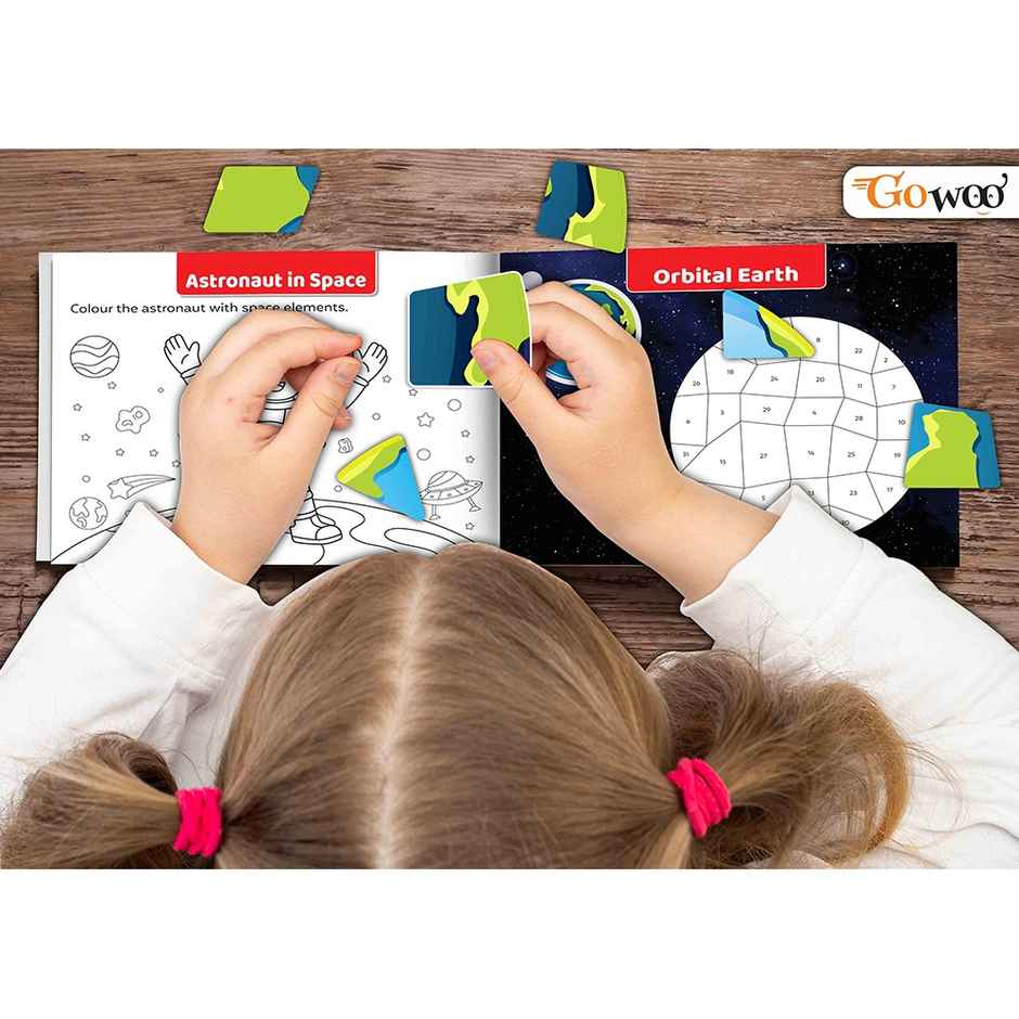 Space Numbered Sticker Activity and Colouring Book for Age 3+ Kids - Sticker Book for Young Kids