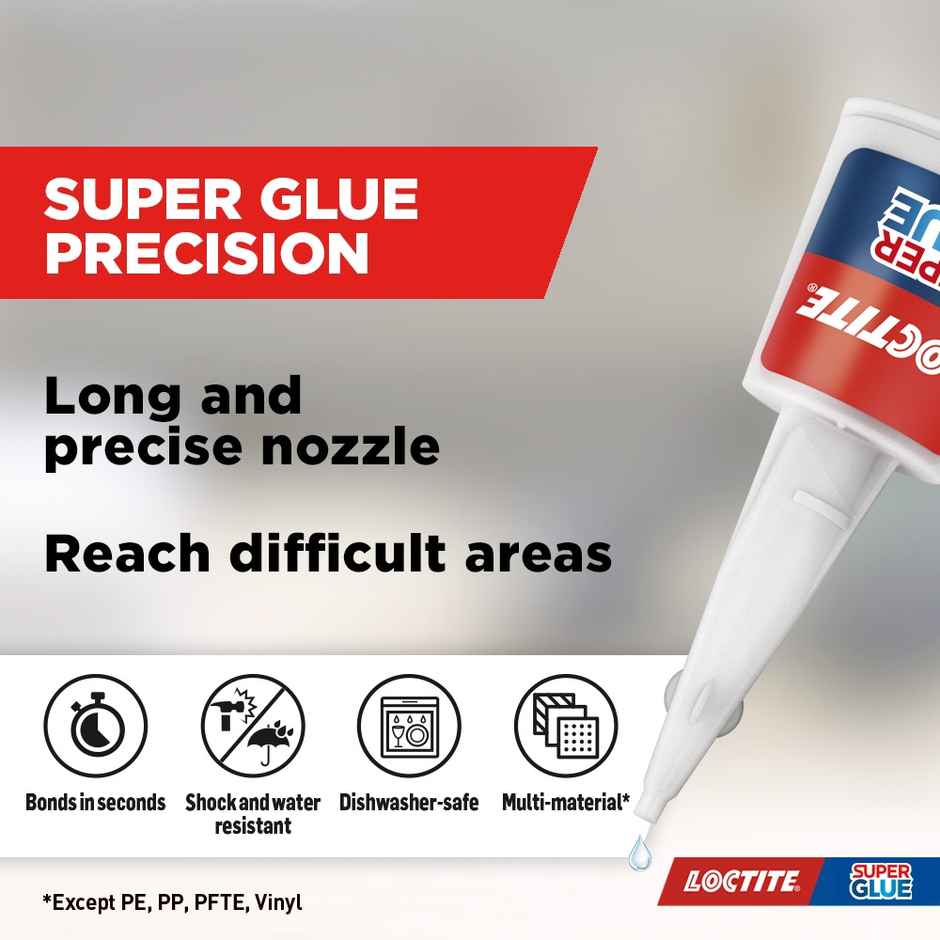 Loctite Precision Super Glue | For Hard To Reach Corners | Long Nozzle | Bonds In Seconds