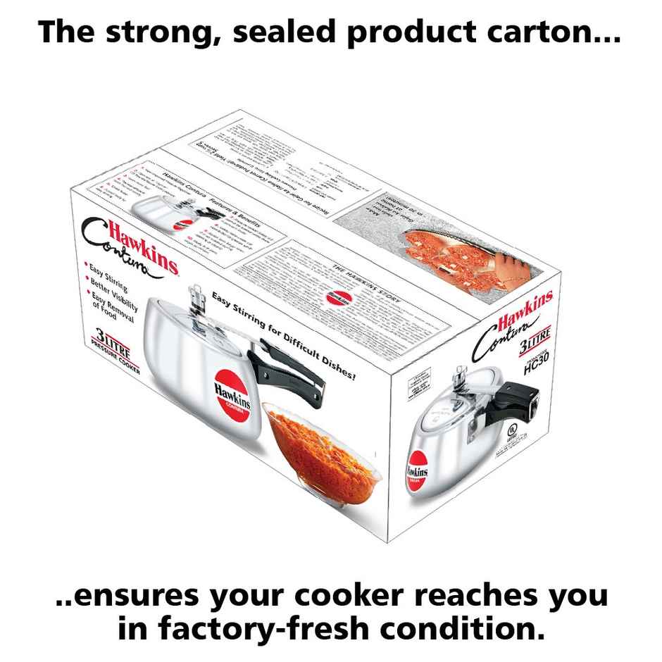 Hawkins 3 Litre Contura Pressure Cooker Handi Inner Lid Cooker - Silver