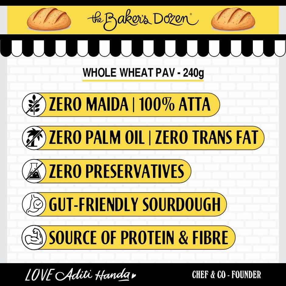 The Baker's Dozen Zero Maida Whole Wheat Sourdough Pav |Bombay style Pav | Atta Pav Bread|Ladi Pav