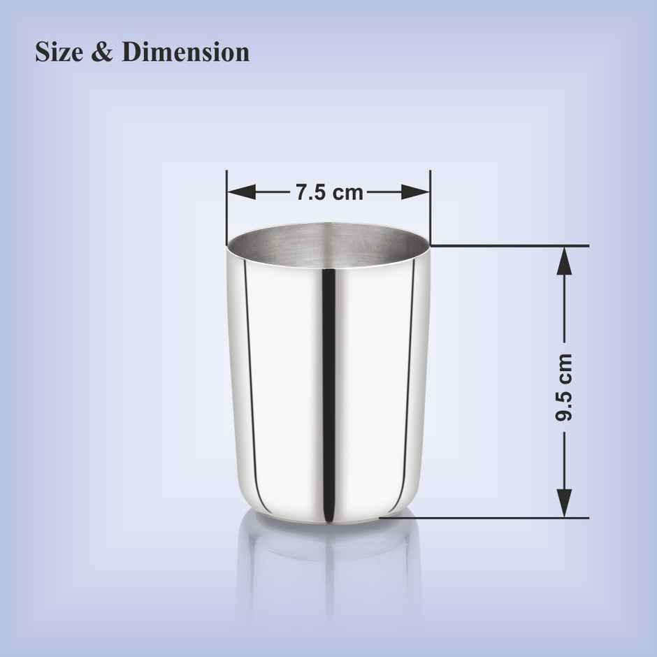 Bhalaria Stainless Steel Glass Food Grade | Serving Glass | Water Juice | 350 ml