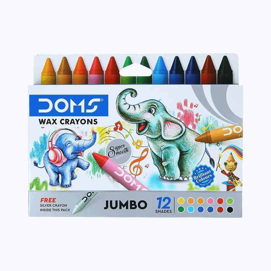Doms Jumbo Wax Crayons 12 Shades | Classic Art Crayons Pack