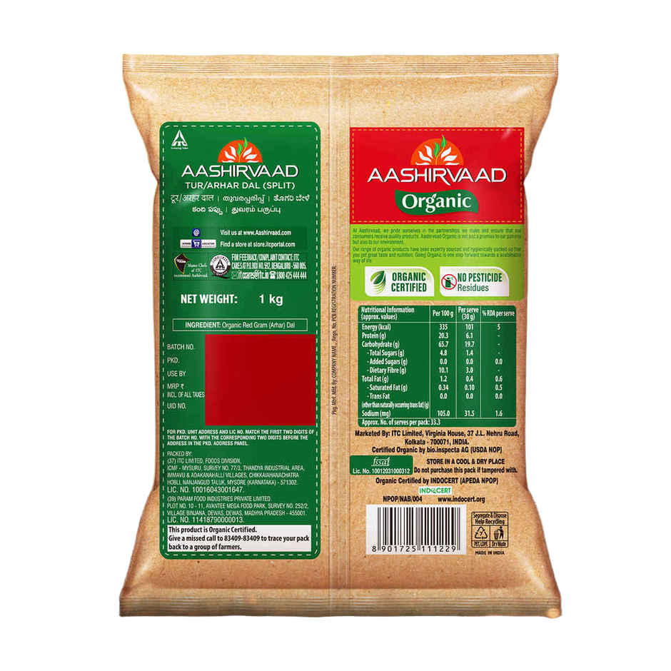 Aashirvaad Organic Arhar/Tur Dal | Rich In Protein