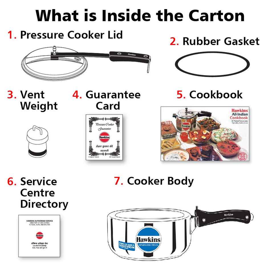 Hawkins 3 Litre Pressure Cooker Stainless Steel Inner Lid Design Pan Induction Cooker - Silver