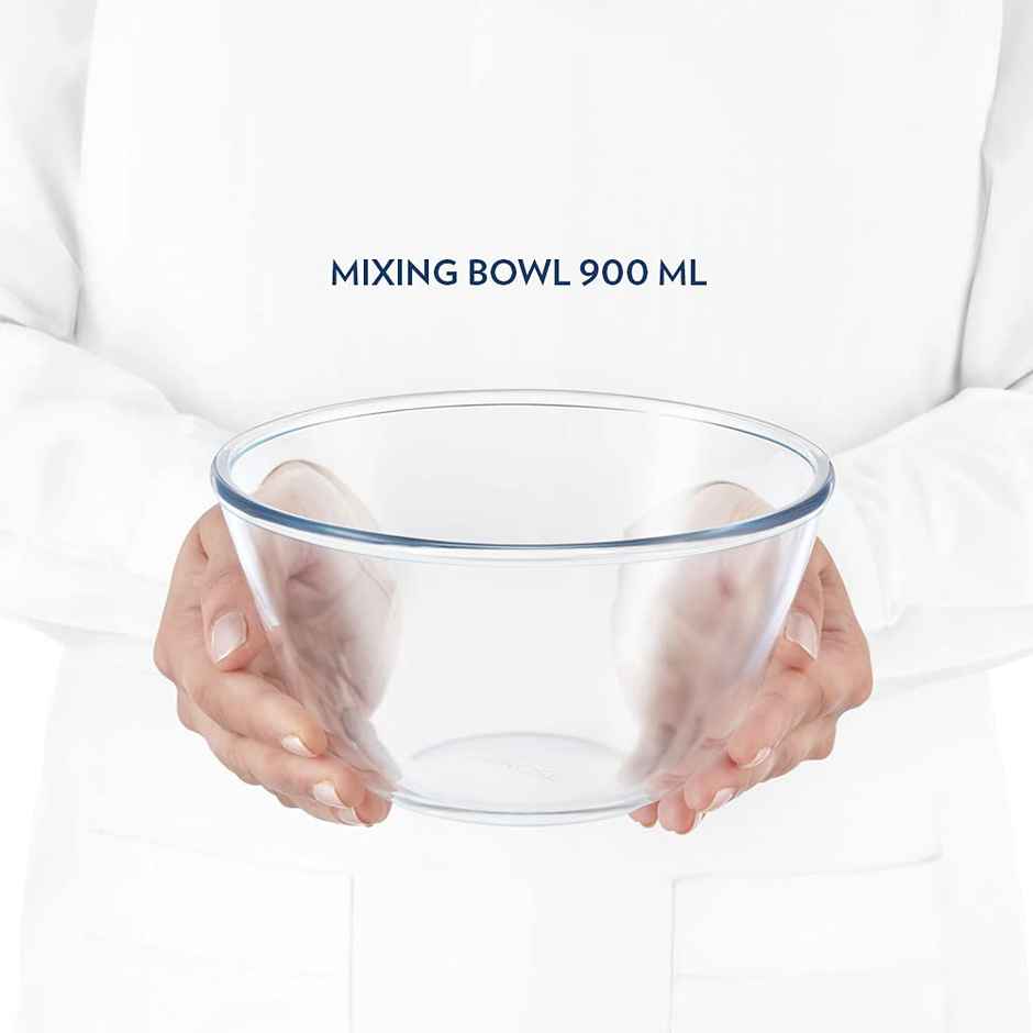 Borosil 900 ml Serving & Mixing Bowl with Lid, Borosilicate Glass Multipurpose Bowl