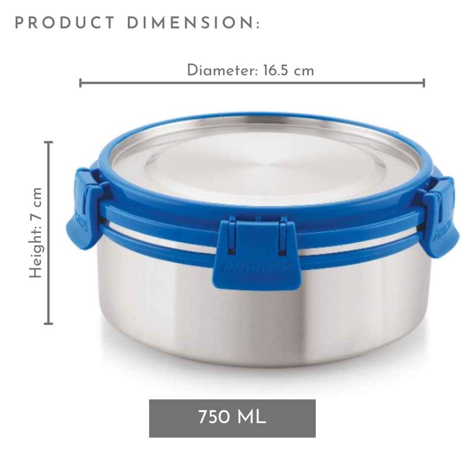 Magnus 750ml Klip Lock Deluxe Stainless Steel Container - 750 ml | Leak-Proof & Airtight Lid