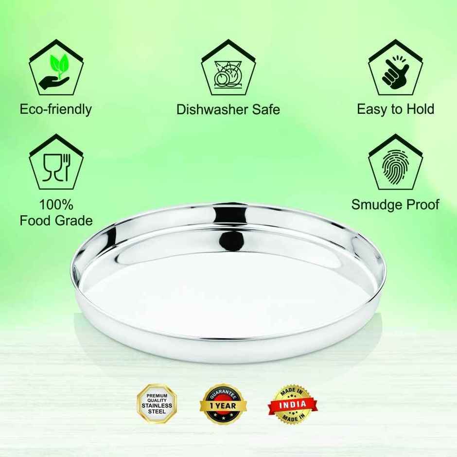 Steelera Stainless Steel Thali / Dinner Plate | Food Safe | 30 cm