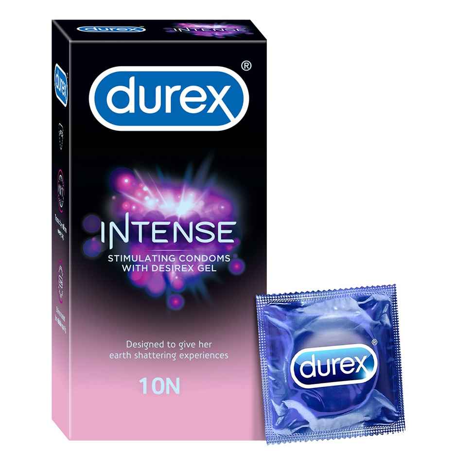 Durex Intense Condoms For Her Dotted And Ribbed Condom With Desirex Gel(10pc) & Durex Play Lubricant Gel Tingling(50ml) Combo