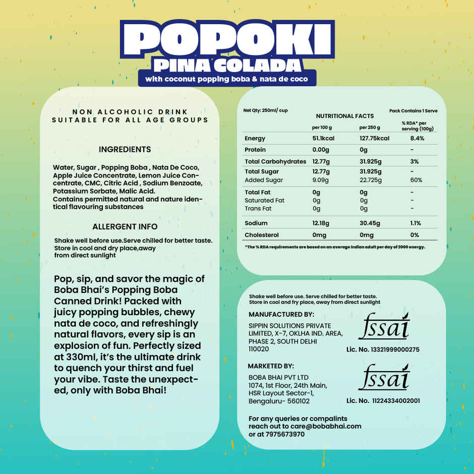 Boba Bhai Pina Colada with Popping Bubbles & Nata de Coco