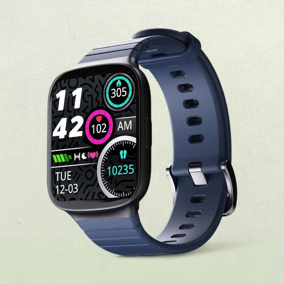 Ambrane Fitshot Edge Smartwatch With Health Monitoring | 1.69" HD Display | IP68 Waterproof - Blue