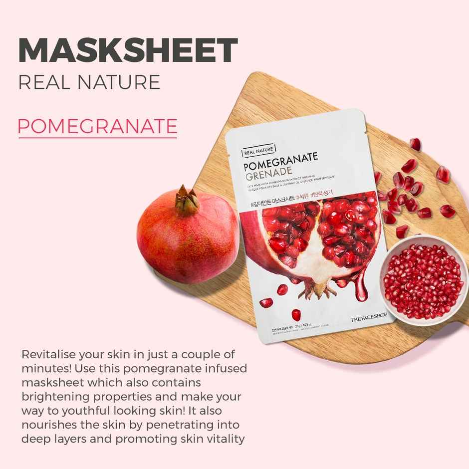 The Face Shop Real Nature Pomegranate Face Mask (Sheet Mask) Combo