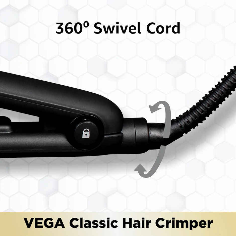 VEGA Classic Hair Crimper With Quick Heat Up & Ceramic Coated Plates, Black, (Vhcr-01)