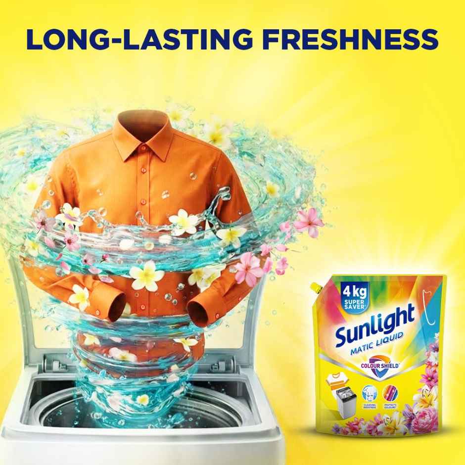 Sunlight Matic Liquid Detergent with Colour Shield | 4KG Super Saver Laundry Detergent