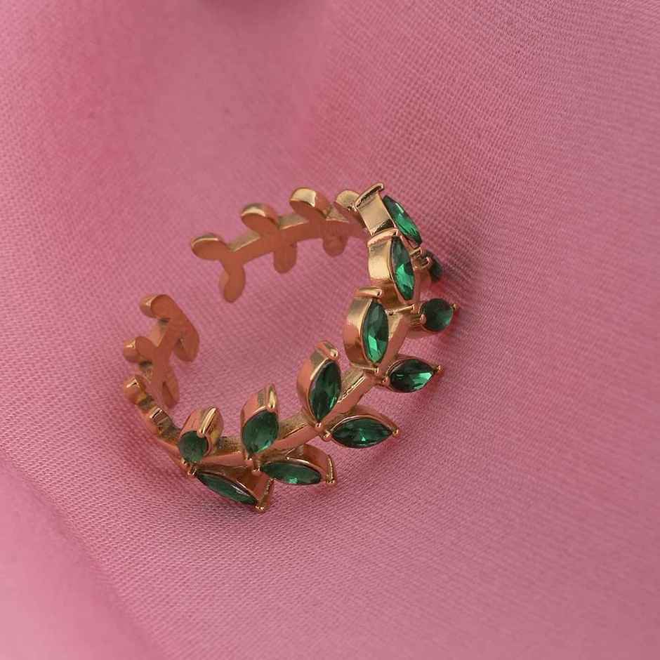 Palmonas Green Leaf Gold Ring