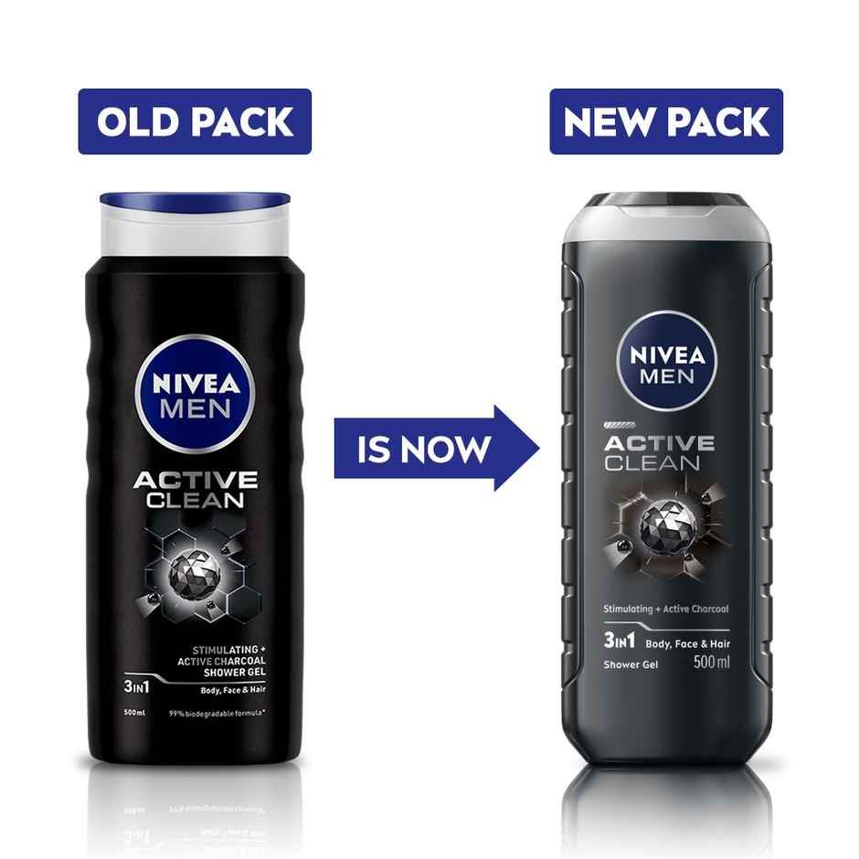 Nivea Men Active Clean Shower Gel (500ml) & Engage M1 Perfume For Men, Citrus & Woody Fragrance Scent, Skin Friendly (120ml) Combo