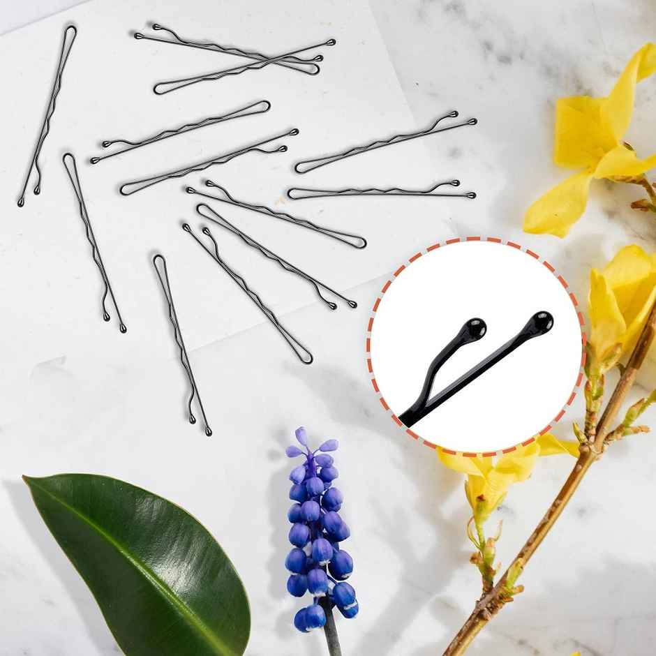 Beautiliss Professional Bobby Hair Pins for Side Bun, Small Thick Black Ball Tip Metal
