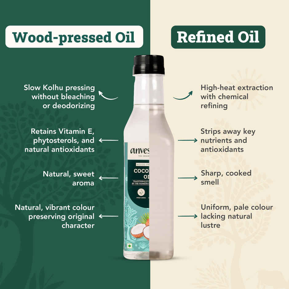 Anveshan Coconut Wood Cold Pressed Oil (Nariyal Oil)