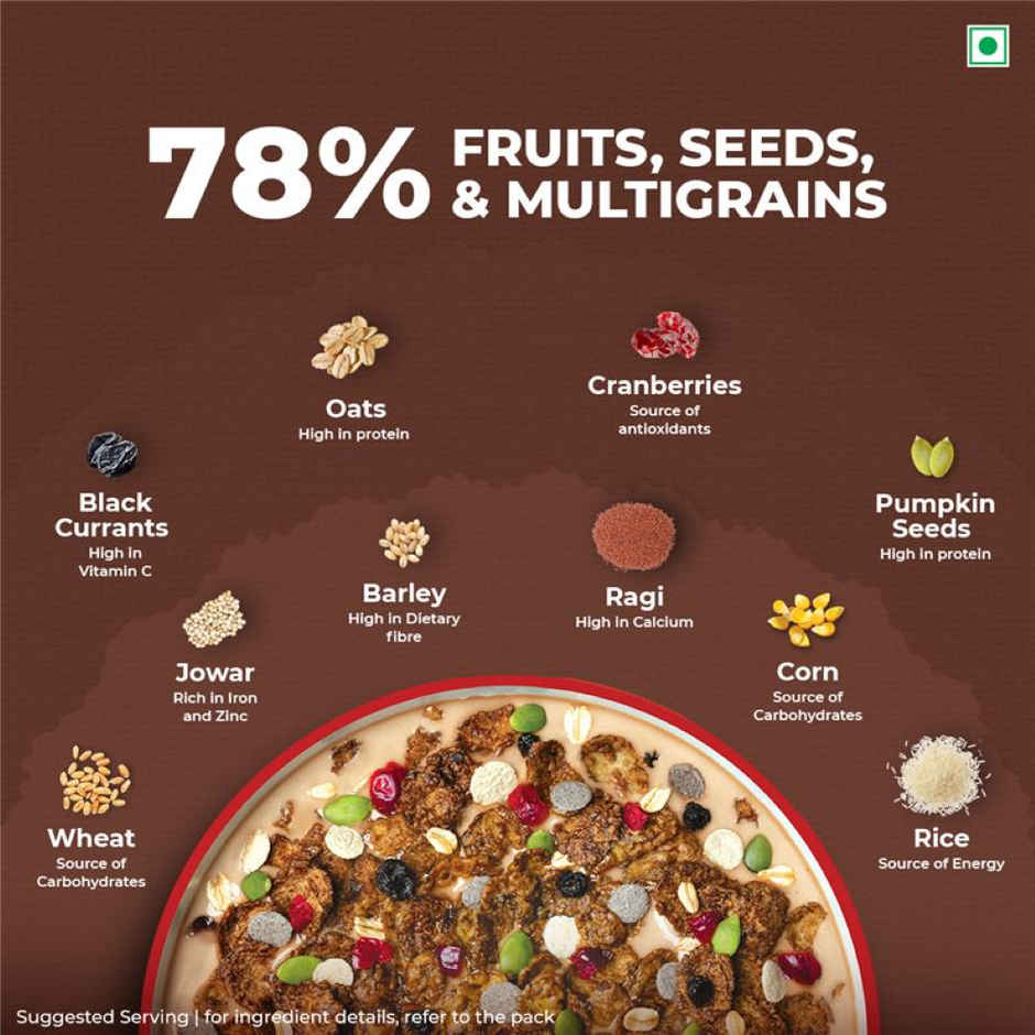 Kellogg's Choco Millet Muesli 78% Fruit, Seeds and Multigrain|Power Breakfast|No Maida No Palm Oil