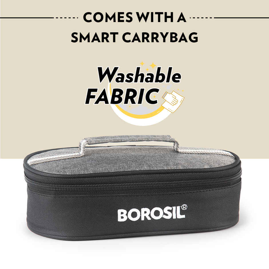 Borosil Feast Stainless Steel Lunchbox with Carry Bag Horizontal Tiffin