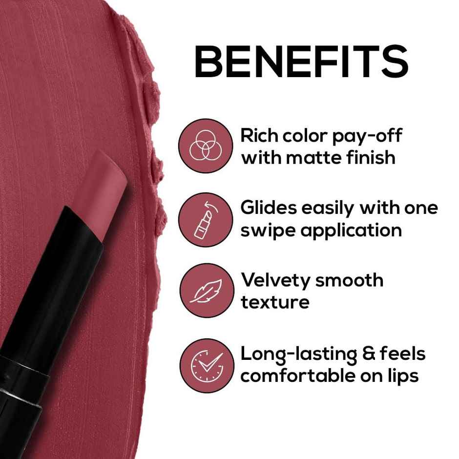 RENEE Very Matte Lipstick- Petal | Long-Lasting Matte Colour