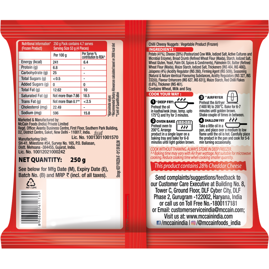 McCain Chilli Cheesy Nuggets | Frozen Ready To Cook