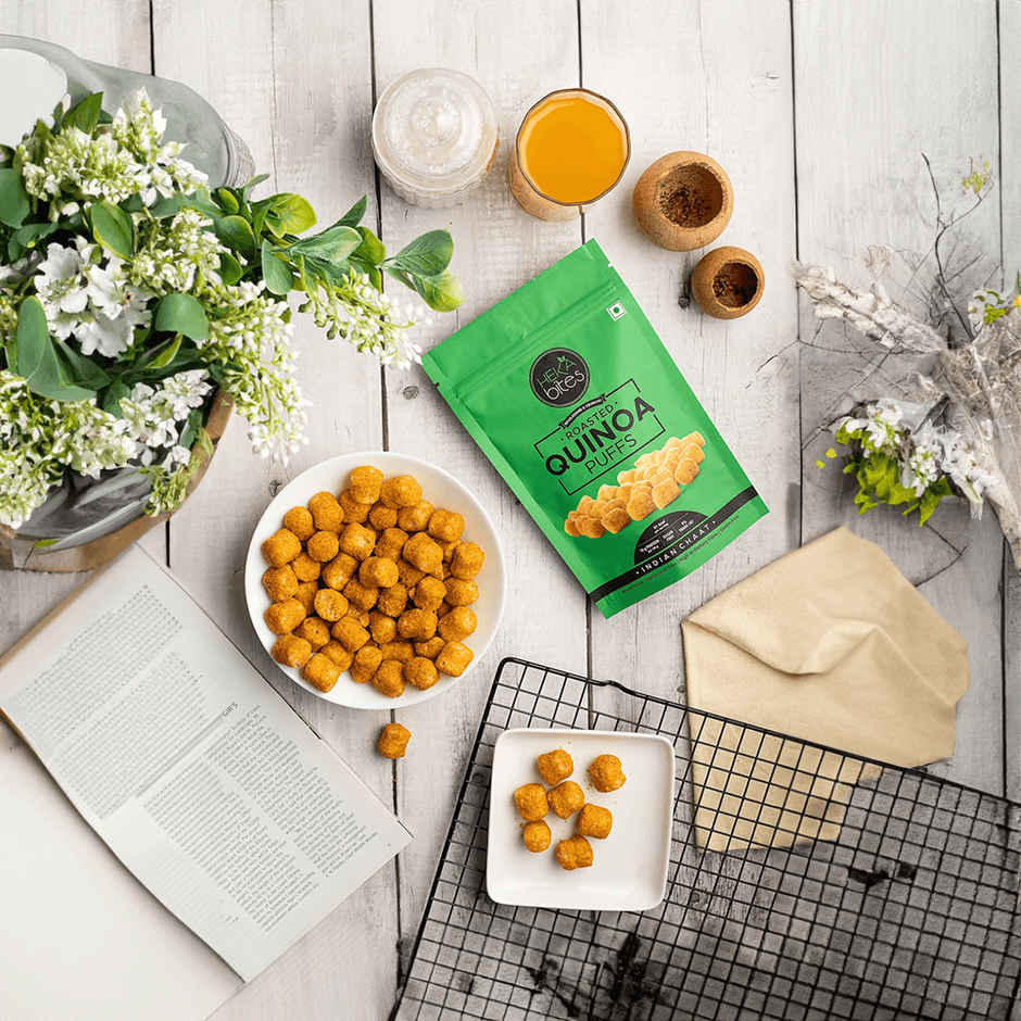 Heka Bites Roasted Quinoa Puffs Indian Chaat | Low Calorie & Healthy Snacks