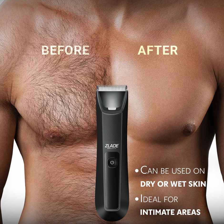 Zlade Wet & Ready Multi Grooming Trimmer, IPX7 Waterproof, Beard, Body & Balls - Black