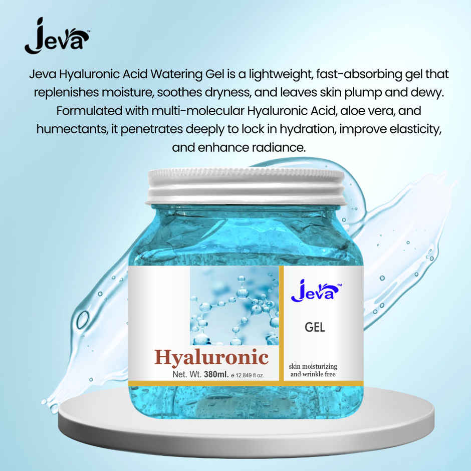 Jeva Hyaluronic Acid Face Moisturizer Hydrating Water Gel for All Skin Types, Deep Moisture Care