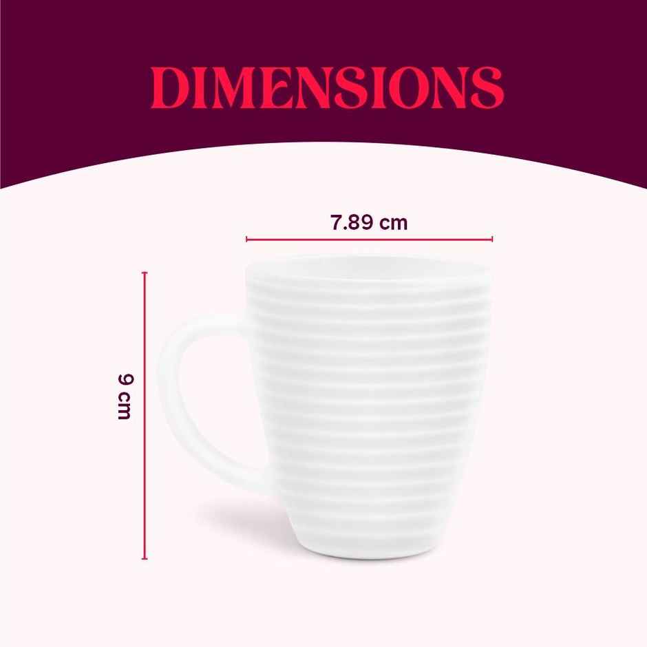 Larah By Borosil Orbit Opalware Set Of 2 Tea/Coffee Mugs, 240Ml Each, Microwave & Dishwasher Safe