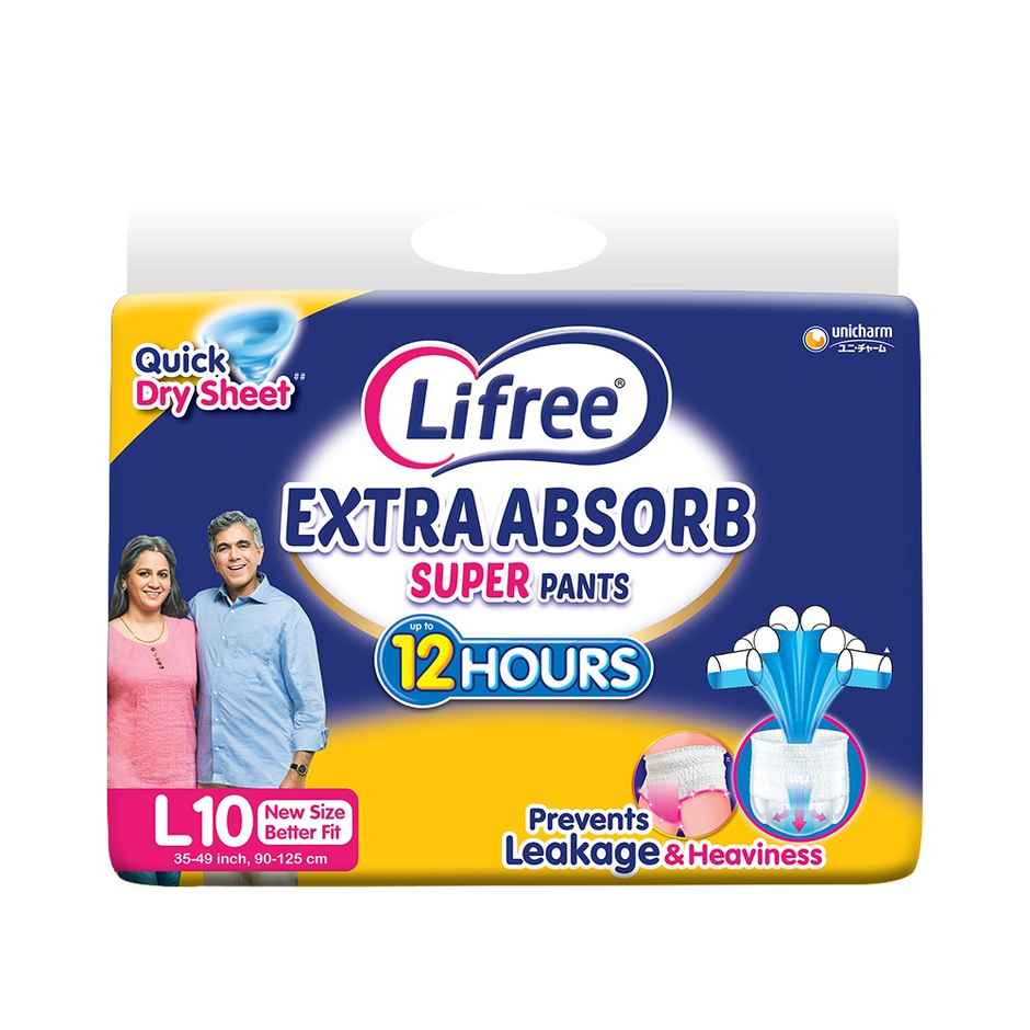 Lifree Super Extra Absorb Adult Diaper Pants Unisex | Waist (35-49 Inches) - L