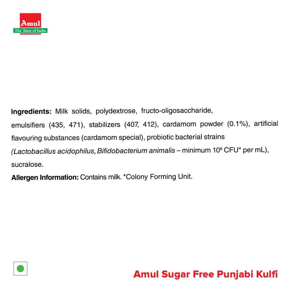 Amul Sugar Free Punjabi Kulfi Icecream Stick
