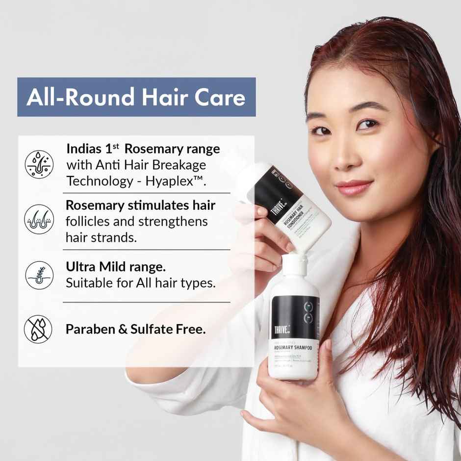 Thriveco Hair Growth Serum 2.0 For Hair Growth & Hair Fall Control (30ml) & Thriveco Hair Vitalizing Rosemary Shampoo For Hair Fall Control (250ml) Combo