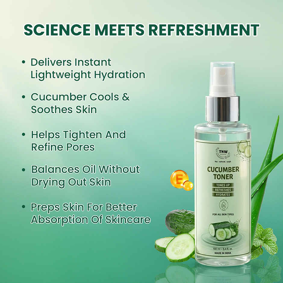 TNW The Natural Wash Cucumber Toner for Cleansing & Refreshing Skin Pore Tightening Toner with Spray